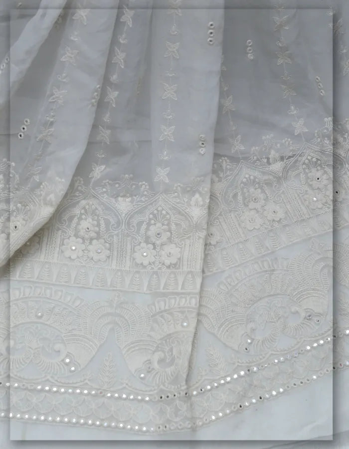 Lucknowi Mirror Work Designer Lehenga Fabric - 8070