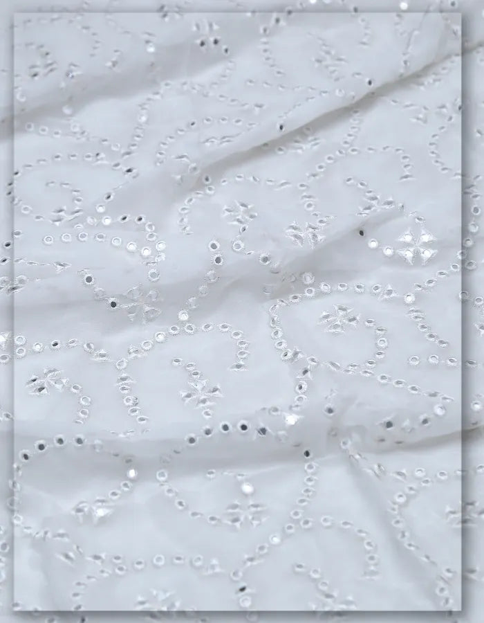 Luxury Shisha Mirror Work Lace Fabric Nigeria - 8074