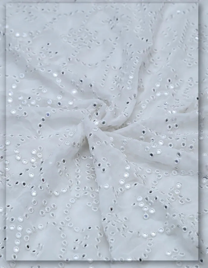 Designer Mirror Work Lace Fabric