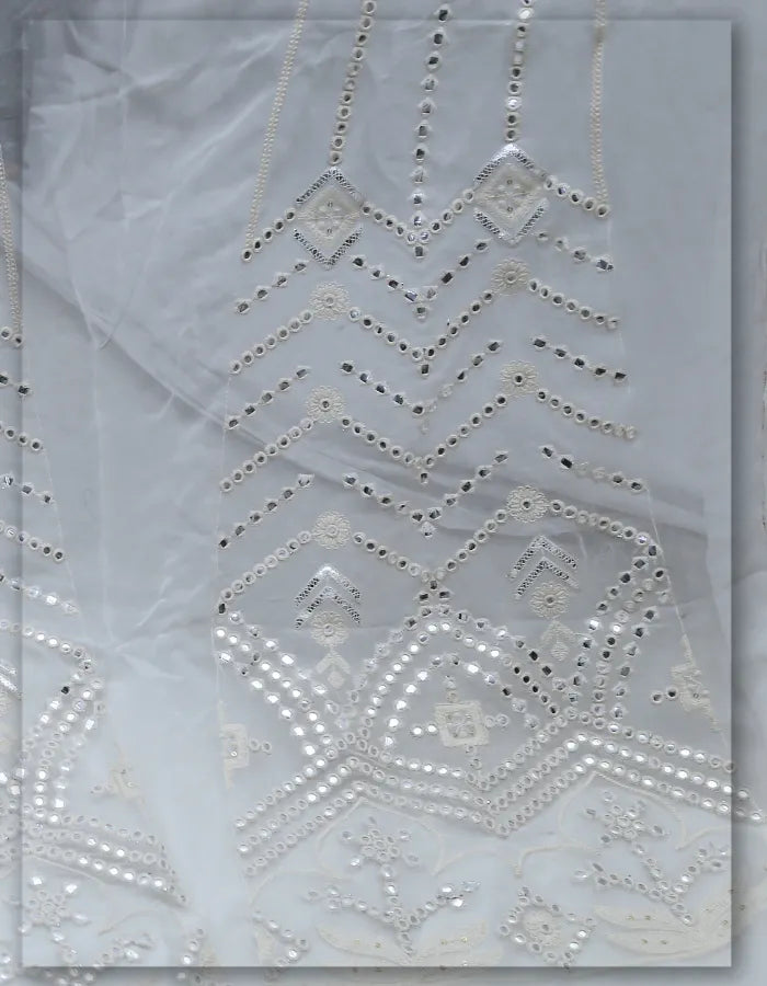 Shisha Mirror Work Kali Fabric for Bridal Wear - 8080