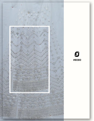 Shisha Mirror Work Kali Fabric for Bridal Wear - 8080