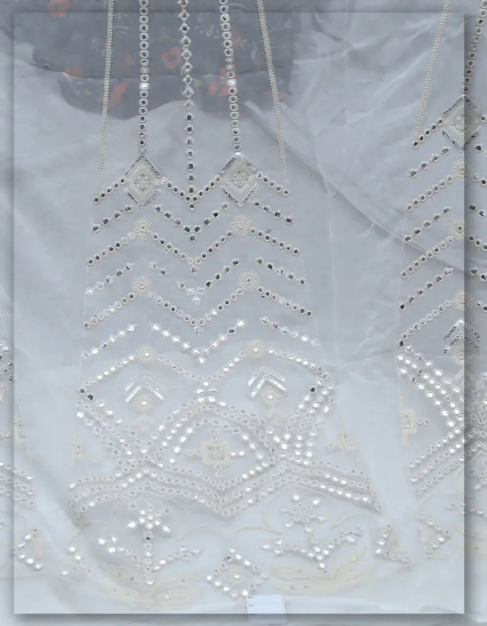 Shisha Mirror Work Kali Fabric for Wedding Wear - 8081