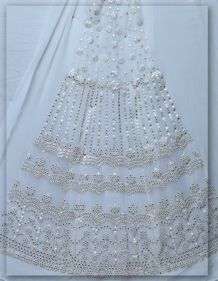 Premium Mirror Work Kali Embroidery Fabric - 8088