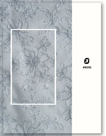 Allover Chain Stitch Metallic Silver Floral Lace Fabric - 8091