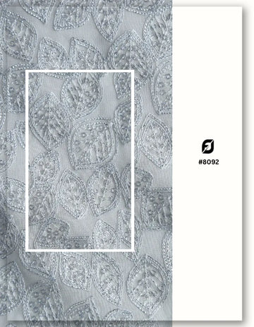 Chain Stitch Leaf Pattern Metallic Lace Embroidery Fabric - 8092
