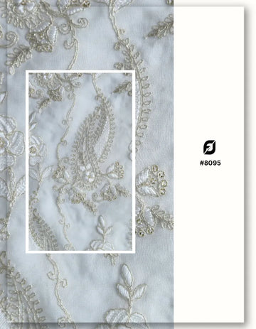 Gold Paisley Pattern Cording Embroidery Lace Fabric - 8095
