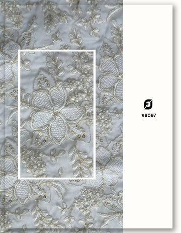 Wedding Paisley Corded Georgette Embroidery Lace Fabric - 8097