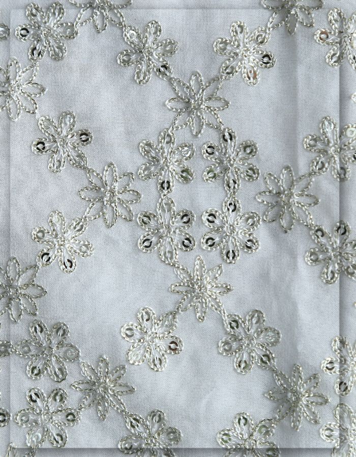 Premium Chantilly Embroidery Georgette Lace Fabric - 8099