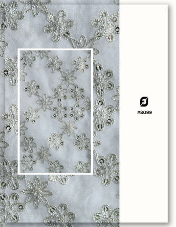 Premium Chantilly Embroidery Georgette Lace Fabric - 8099