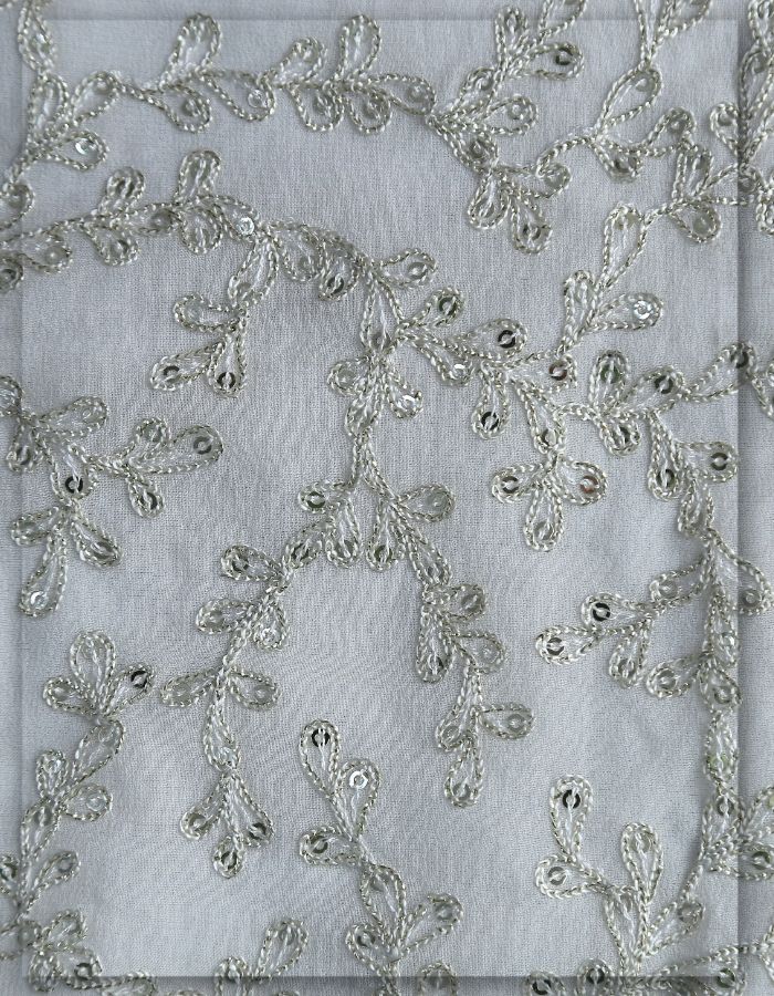 Luxury Chain Stitch Embroidered Georgette Lace Fabric - 8100