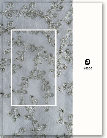 Luxury Chain Stitch Embroidered Georgette Lace Fabric - 8100