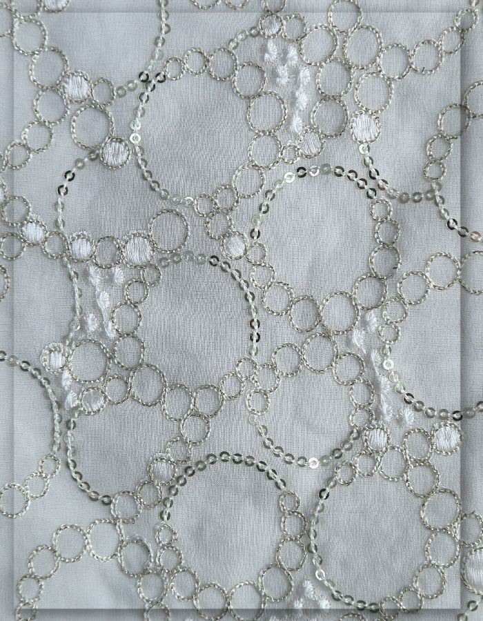 Leaf Pattern Metallic Chantilly Lace Embroidery Fabric - 8101