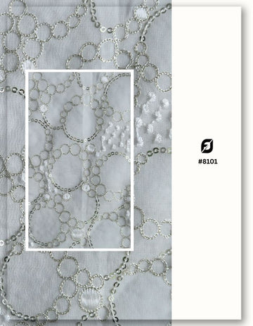 Leaf Pattern Metallic Chantilly Lace Embroidery Fabric - 8101