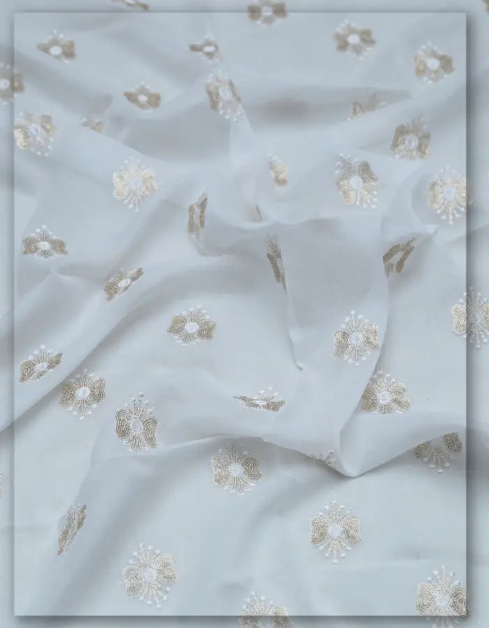 Designer Georgette Embroidery Fabric | Wholesale Floral Booti - 8162
