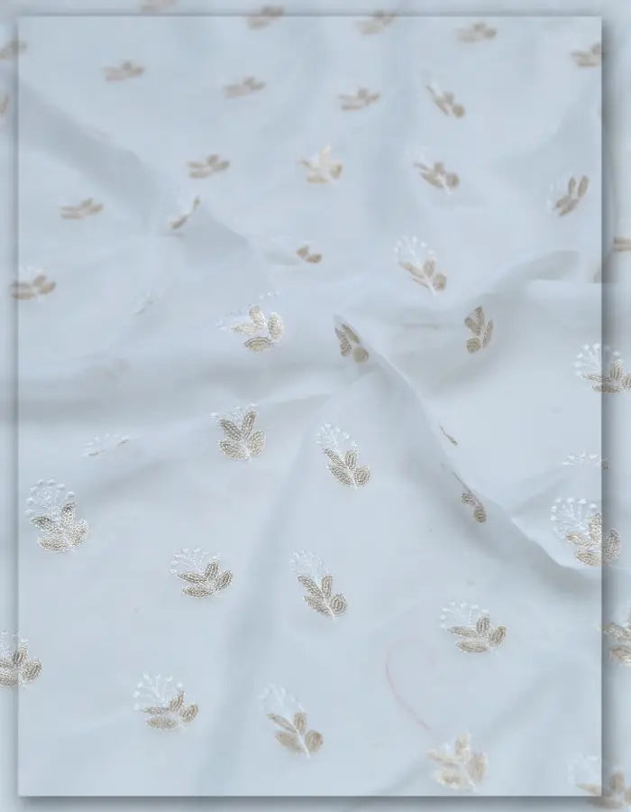 Georgette Embroidery Fabric for Suits | Wholesale Small Leaf - 8166