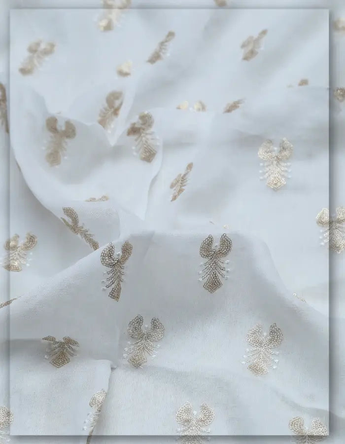 Premium Georgette Embroidery Fabric | Wholesale Crown Booti - 8167