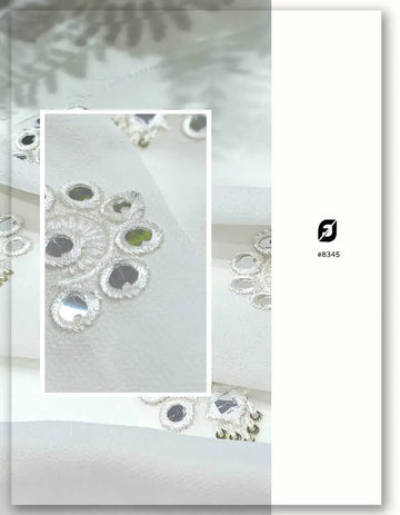 Shisha Mirror Work Embroidery Lace Fabric 8345
