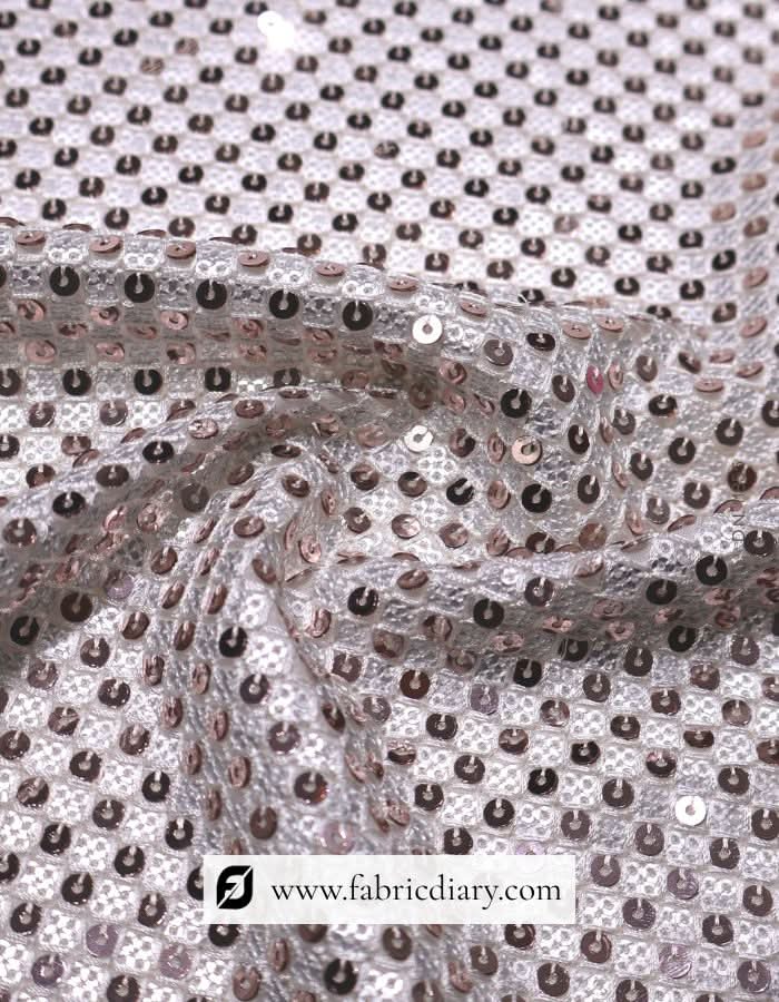Gold designer fabric with allover sequins – custom ethnic textile exporter India