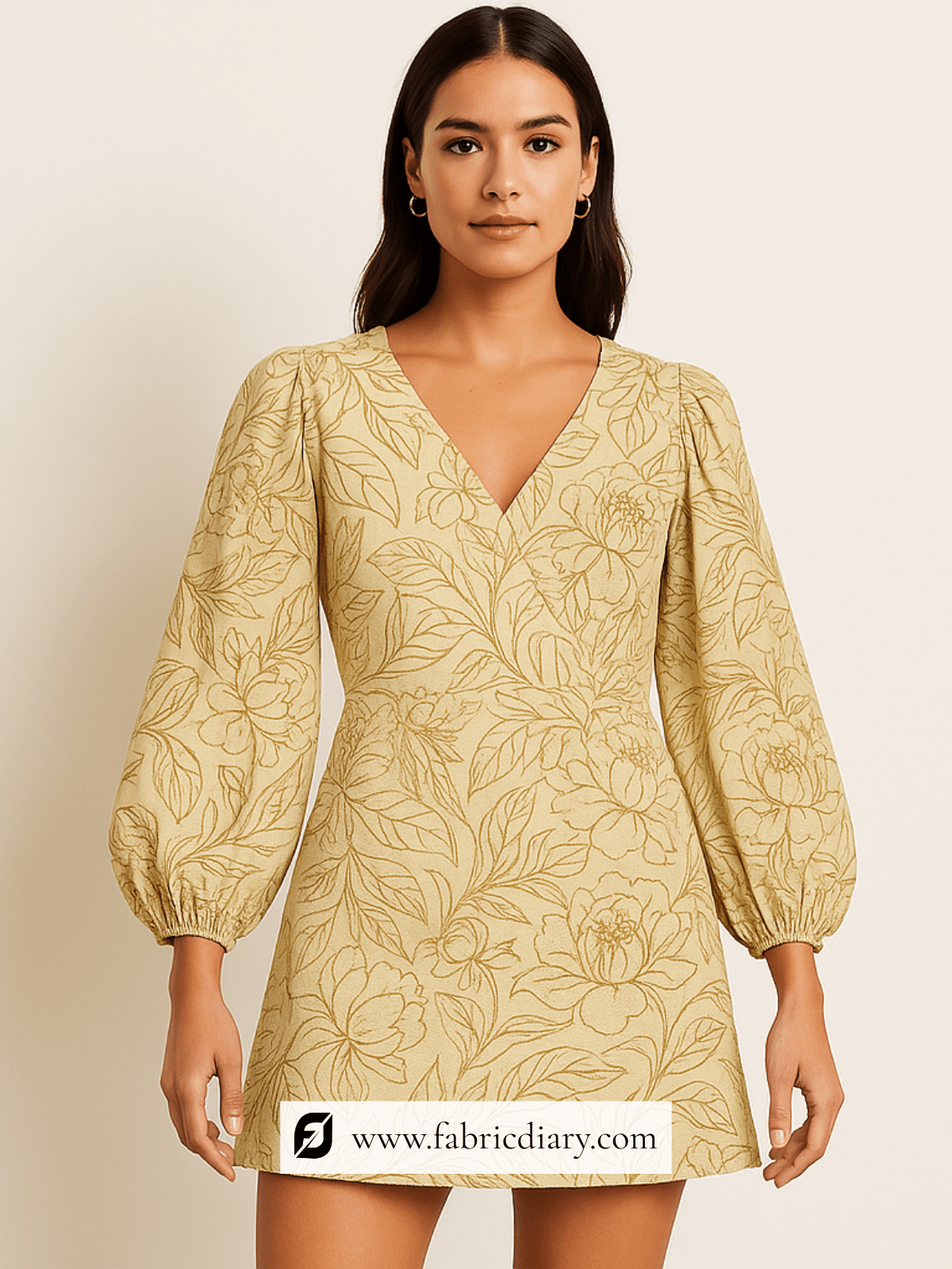 Floral printed nylon dupion with silk texture
