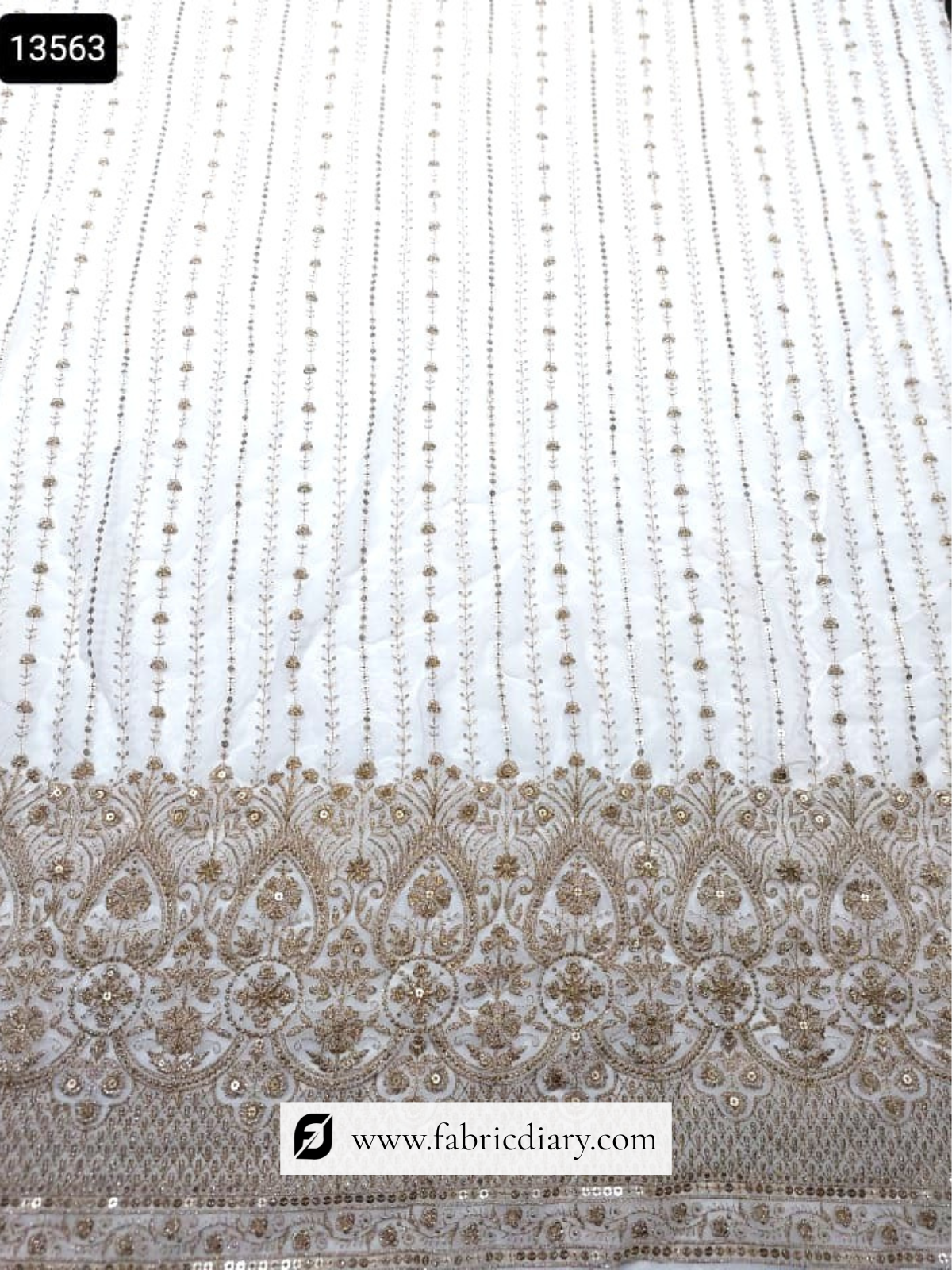 Beautiful Zari Work Lehenga Daman Embroidery Fabric