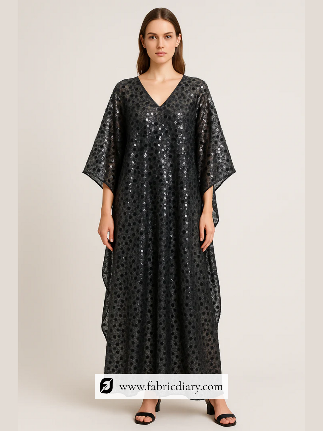 Black Sequin Women Maxi kaftan Dress