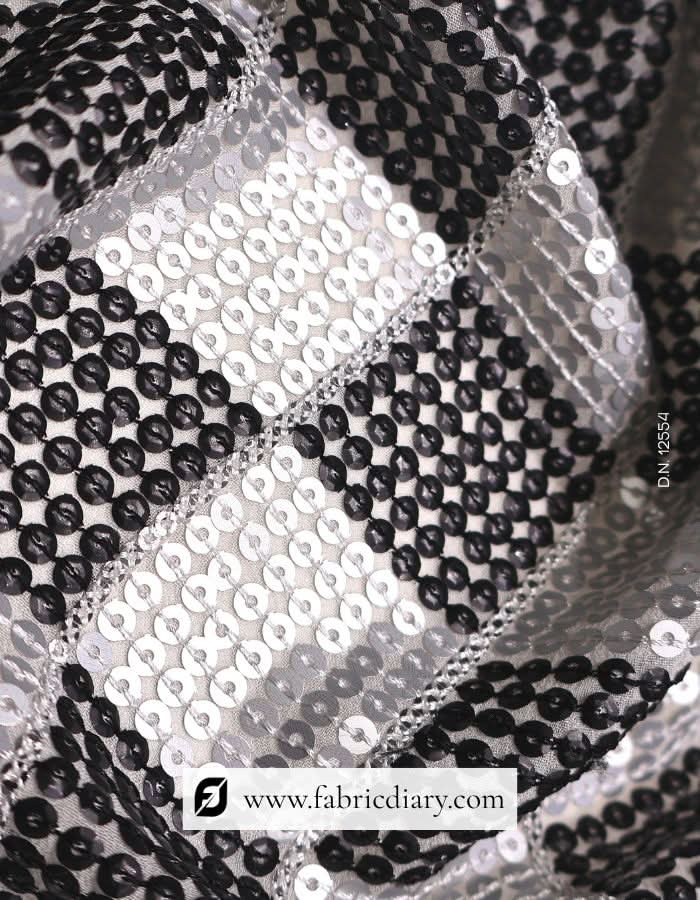 Black & White Chess Plaid 5mm Sequin Fabric for Dresses