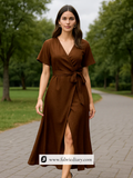 Brown chiffon fabric made from pure Bemberg