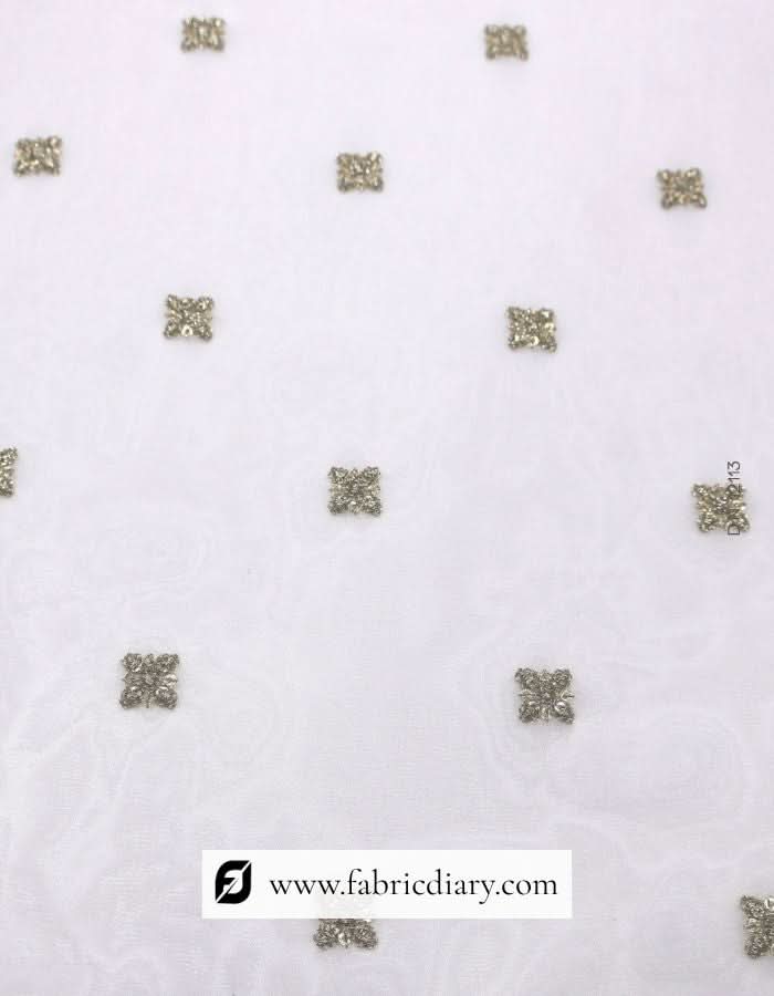 Designer georgette fabric with zari embroidery – embroidered butti material online
