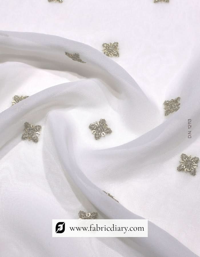 Designer Georgette Embroidered Zari Work Butti Fabric – #2069