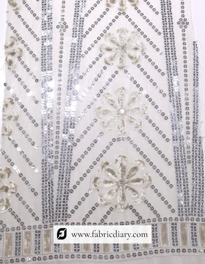 Bridal fabric with gold silver sequins – embroidered daman textile supplier