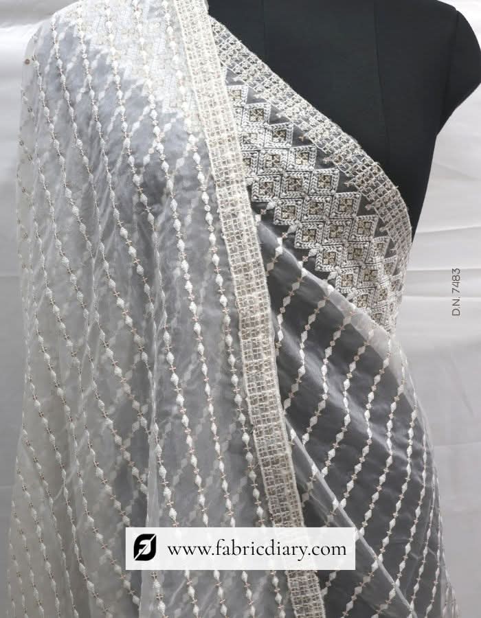 Lucknowi Designer Nylon Organza Dupatta / Scarf – #7483