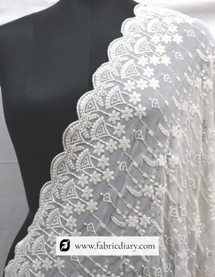 Chikankari Georgette Embroidered Dupatta / Scarf – #294