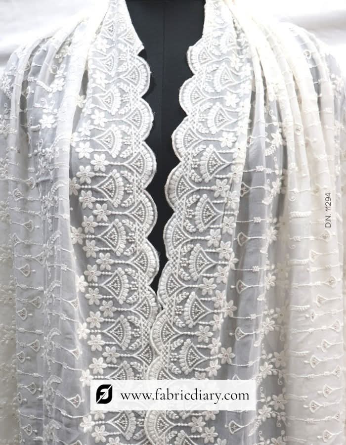Chikankari Georgette Embroidered Dupatta / Scarf – #294