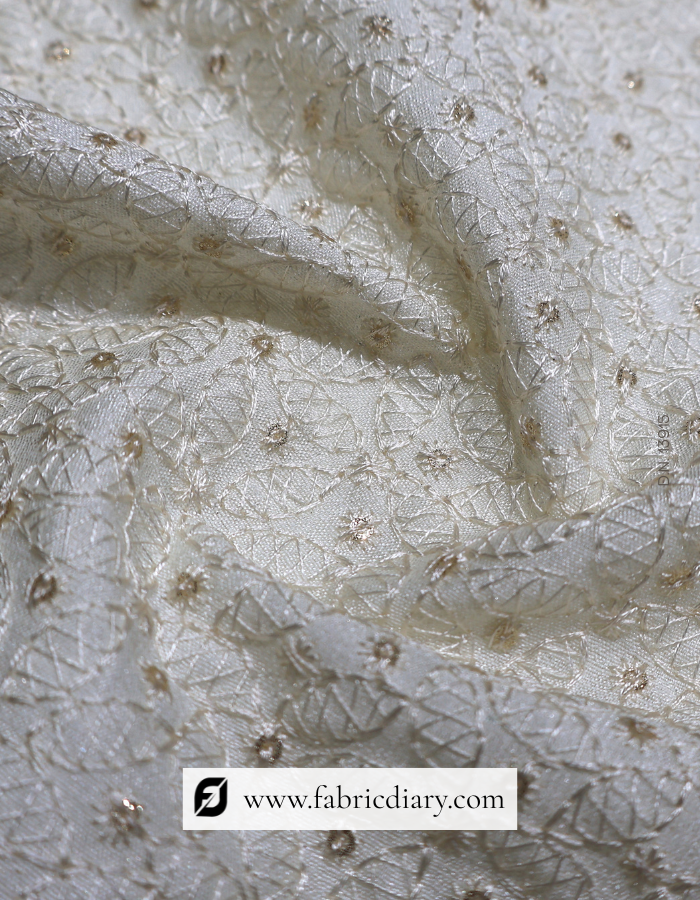 Off White Embroidered Sherwani Fabric