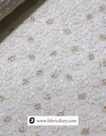 Men's wedding suit fabric with elegant white embroidery