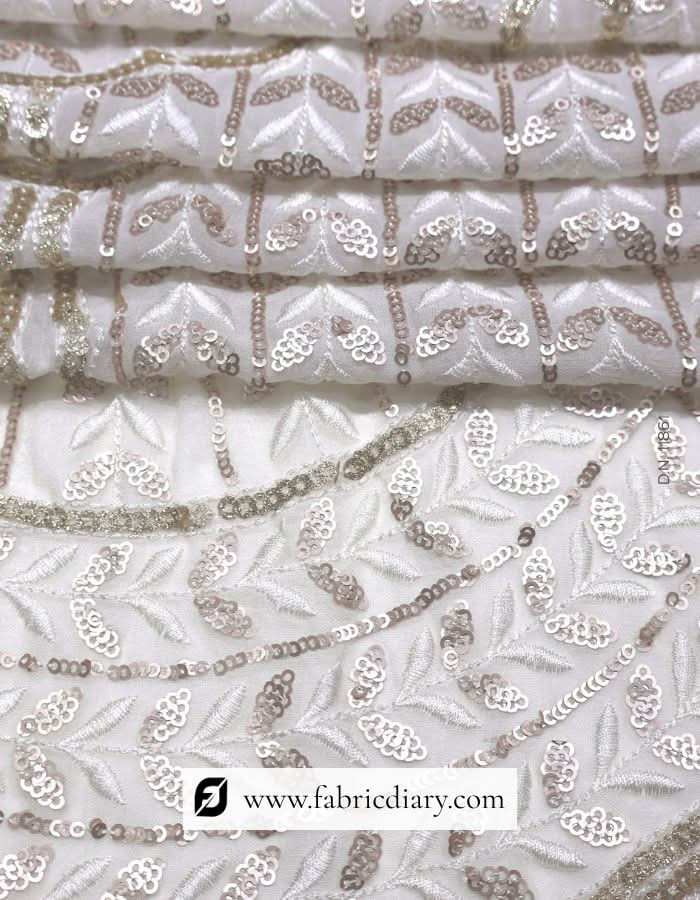 Copper & Gold Sequin Fabric with Daman Embroidery – Perfect for Women's Ethnic Wear – #86