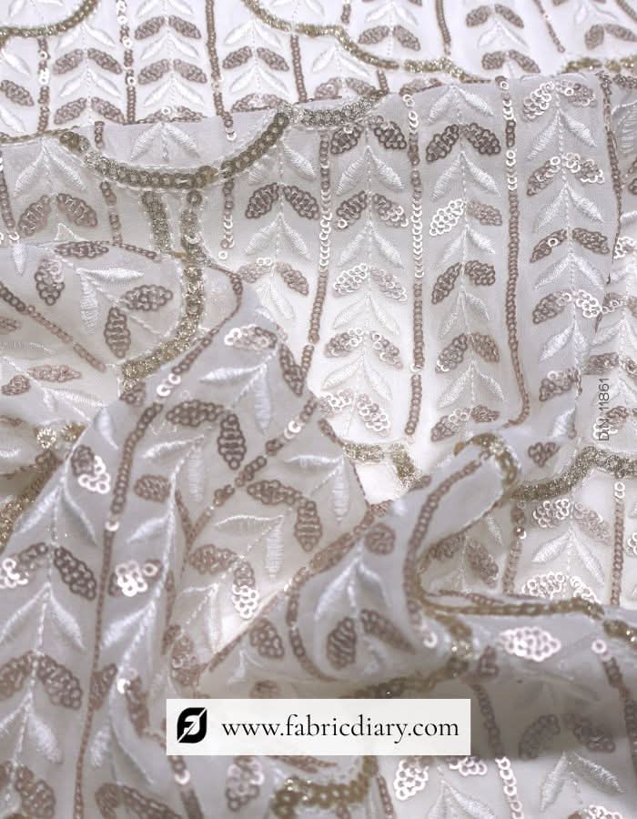 Copper & Gold Sequin Fabric with Daman Embroidery – Perfect for Women's Ethnic Wear – #86