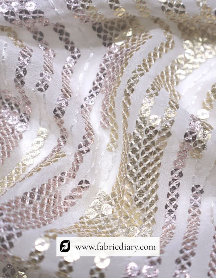 Copper and Gold Sequins Fabric with Lining Pattern – #878