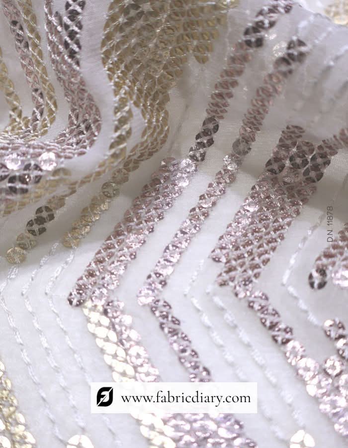 Copper and Gold Sequins Fabric with Lining Pattern – #878