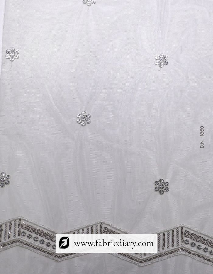 Premium mono dupatta fabric with sequins – wholesale embroidered material online