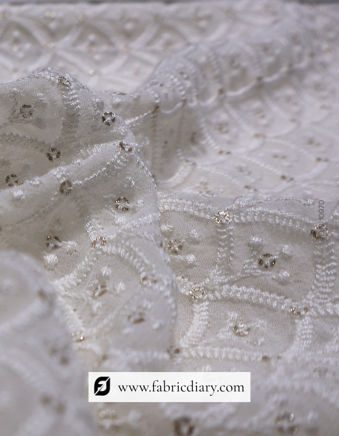 Designer Viscose Georgette Fabric With 3mm Light Glitter Sequins