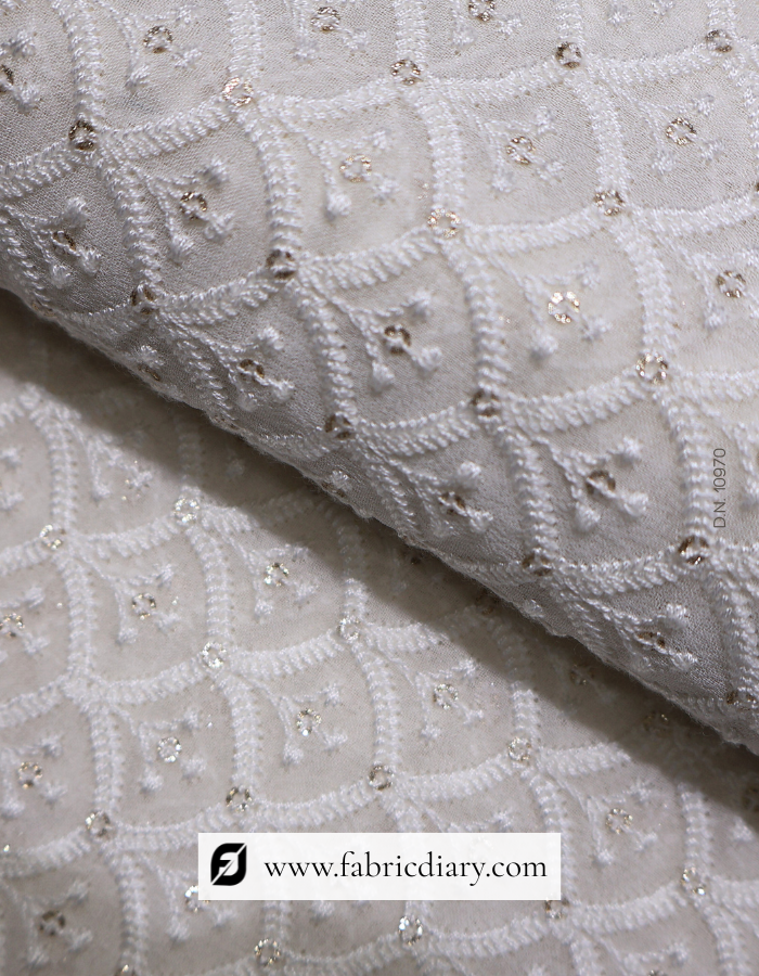 Designer Viscose Georgette Fabric With 3mm Light Glitter Sequins