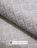 Designer viscose georgette fabric with 3mm light glitter sequins