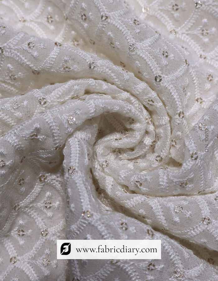 Buy designer georgette fabric with light glitter sequins online