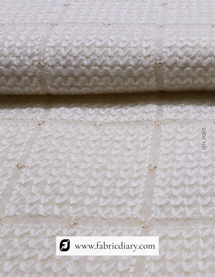 Embroidered Viscose Georgette with 3mm Glitters Sequins for Designers & Labels