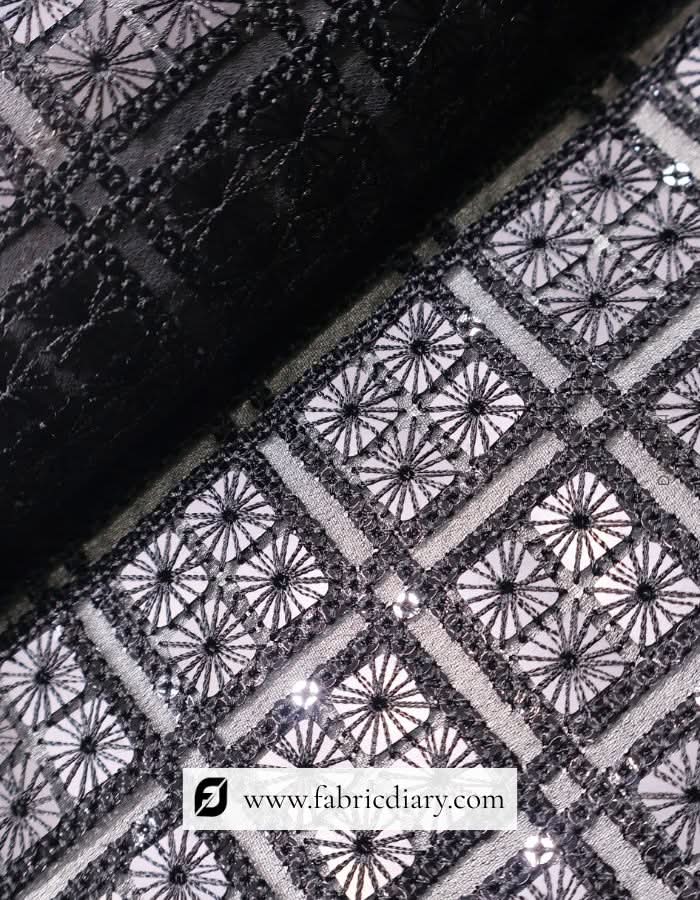 Buy black sequin fabric for men’s dresses – premium embroidered material