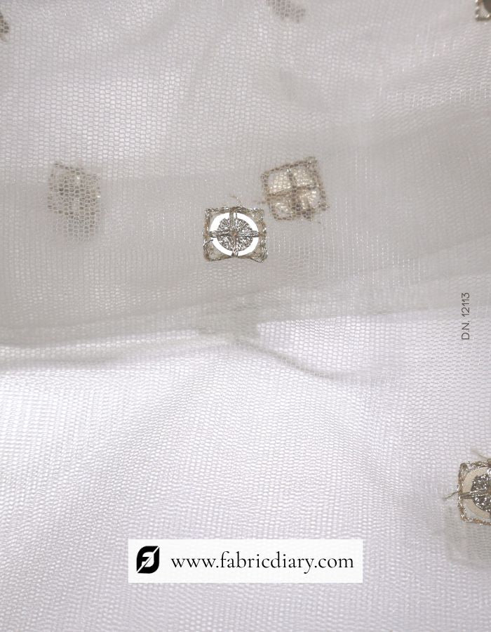 Golden Zari Embroidered Butti Fabric – #23