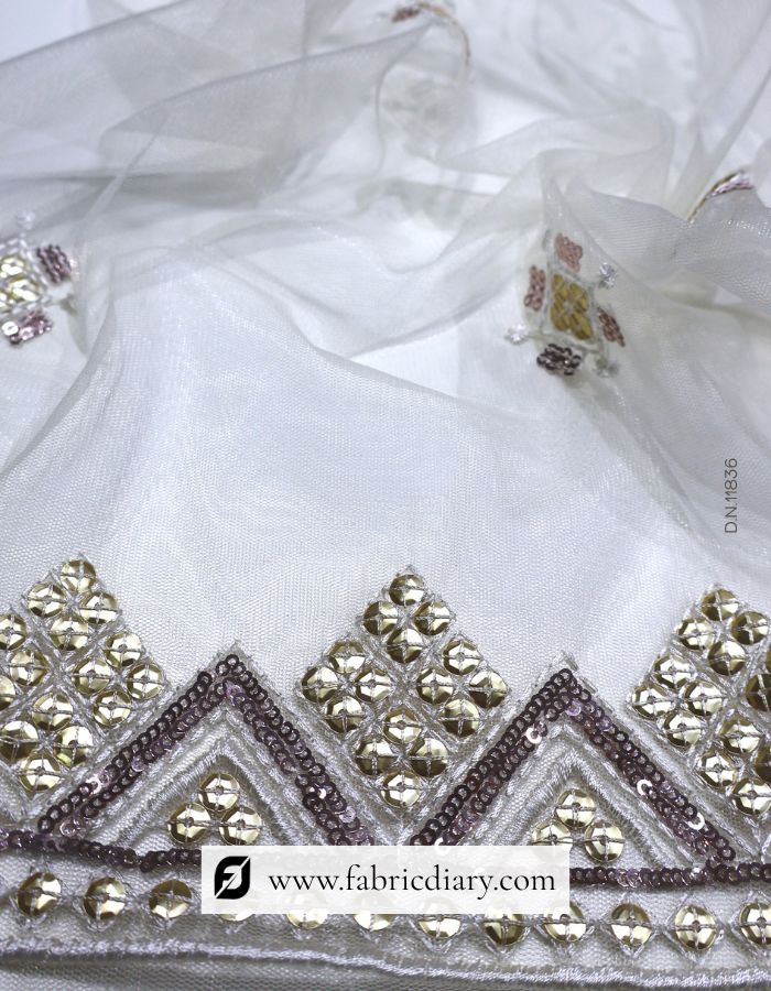 Designer Dupatta Fabric with Sequins Work – #836