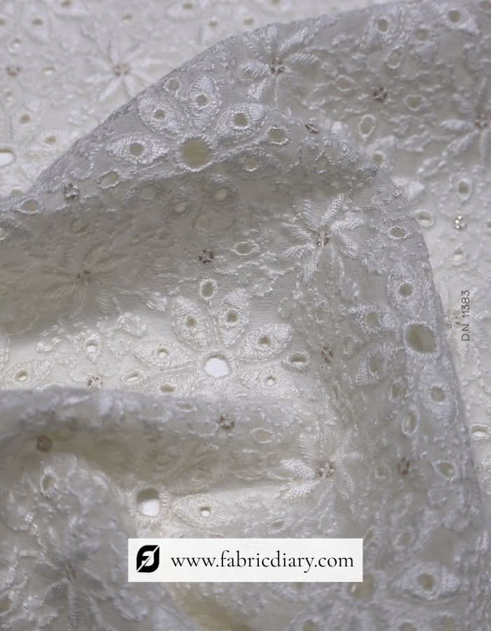Designer Floral Thread Work Embroidery Fabric – #383