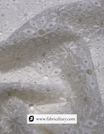 Designer Floral Thread Work Embroidery Fabric – #383